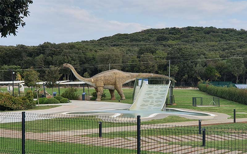 Blick zum Swimmingpool im Paleo Park