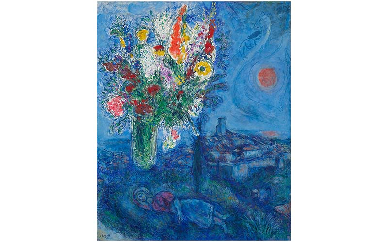 Marc Chagall: Schlafende mit Blumen, 1972, Albertina, Wien – Sammlung Batliner © Bildrecht, Wien 2024