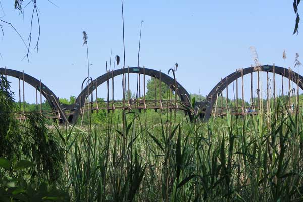 Blick zur Holzbrücke