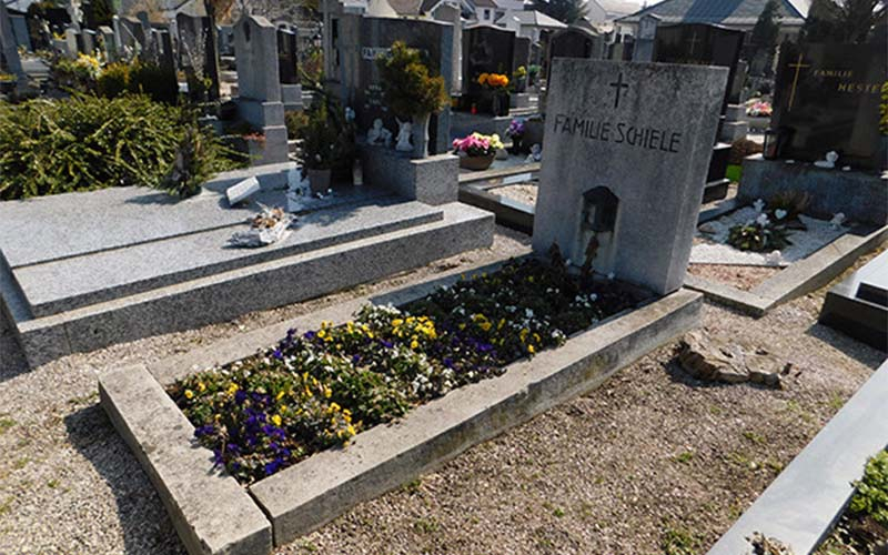 Das Grab der Familie Schiele am Tullner Friedhof