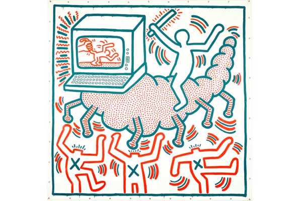 Die Raupe mit einem PC als Kopf: Werden wir die Technik beherrschen oder sie uns? (Foto © Keith Haring Foundation)