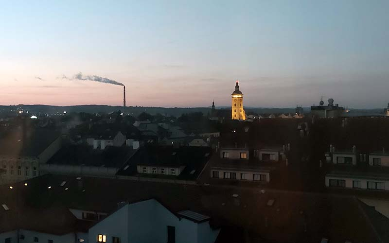 Die Aussicht am Abend aus meinem Hotelzimmer