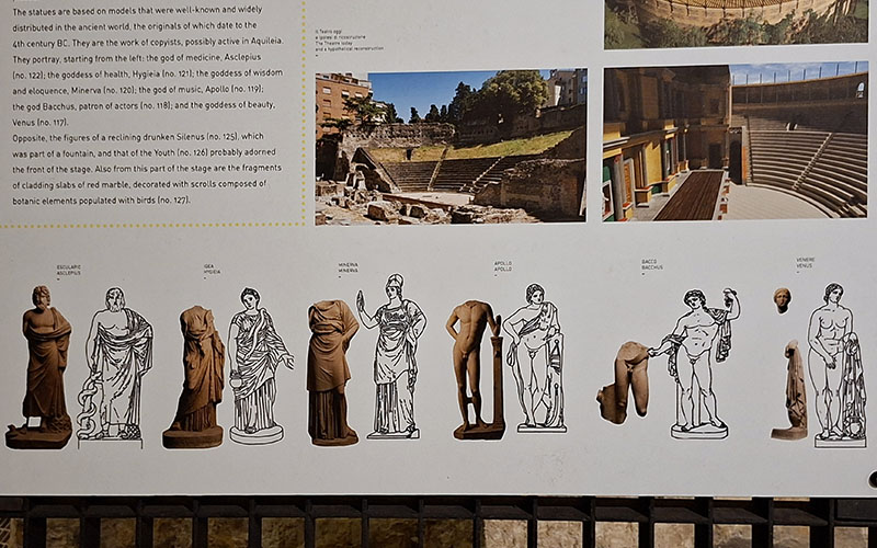 Die Figuren, die einst das Theater schmückten, sind im Lapidarium San Giusto zu sehen