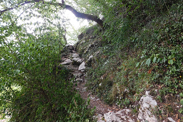 Hier führt der Weg ins Dorf  Zadlaška