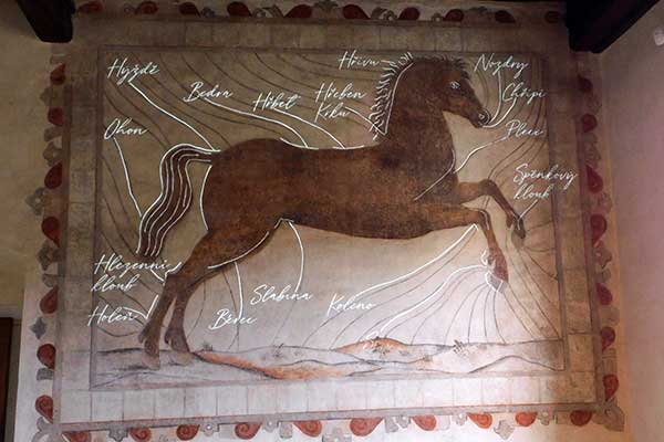 Das Pferd-Gemälde an der Wand 