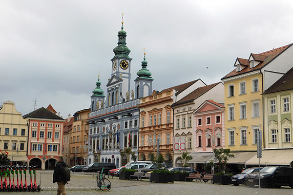 Blick zum Rathaus in Budweis