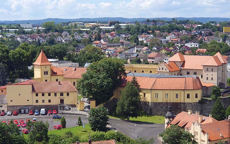 Blick zur Burg Polná