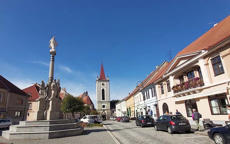Blick zum Hauptplatz der Stadt Blatná