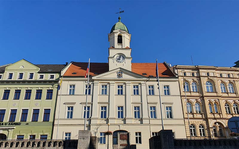 Blick zum Rathaus von Teplice